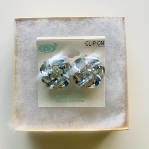 Silver Floral Clip-On Earrings NWT